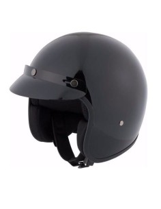 CASCO CUSTOM FIBRA VIDRIO NEGRO BRILLO HOMOLOGADO