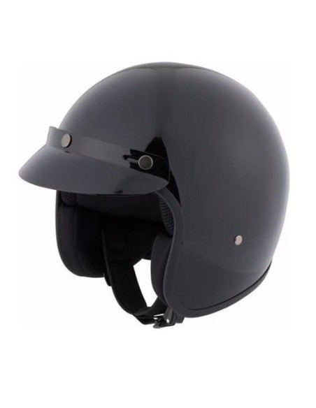 CASCO CUSTOM FIBRA VIDRIO NEGRO BRILLO HOMOLOGADO
