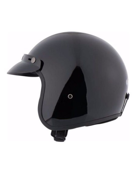 CASCO CUSTOM FIBRA VIDRIO NEGRO BRILLO HOMOLOGADO