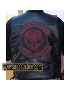 PARCHE DE ESPALDA PIEL LIVE TO RIDE SKULL ROJO
