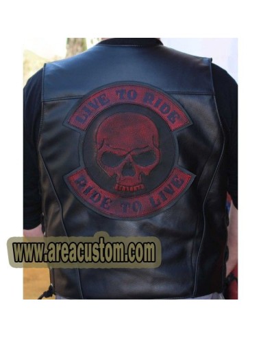 PARCHE DE ESPALDA PIEL LIVE TO RIDE SKULL ROJO PARCHE DE ESPALDA PIEL LIVE TO RIDE SKULL ROJO