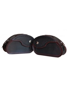 ALFORJAS PIEL NAPOLEÓN BASICA RIGIDAS RED SEWING