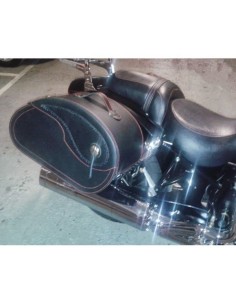 ALFORJAS PIEL NAPOLEÓN BASICA RIGIDAS RED SEWING