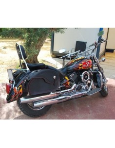 ALFORJAS PIEL NAPOLEÓN BASICA RIGIDAS RED SEWING