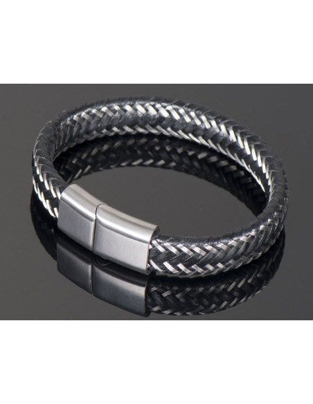 BRAZALETE PIEL Y ACERO QUIRURGICO 