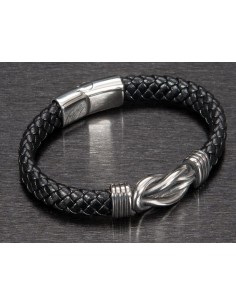 BRAZALETE PIEL Y ACERO QUIRURGICO NUDOS