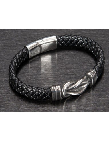 BRAZALETE PIEL Y ACERO QUIRURGICO NUDOS