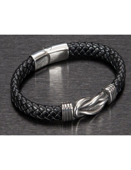 BRAZALETE PIEL Y ACERO QUIRURGICO NUDOS