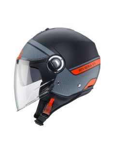 CASCO JET RIVIERA V4 CABERG ELITE NEGRO MATE -ANTRACITA - NARANJA