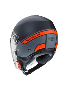 CASCO JET RIVIERA V4 CABERG ELITE NEGRO MATE -ANTRACITA - NARANJA