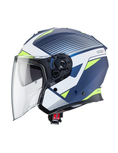 CASCO JET CABERG FLYON RIO AZUL MATE - BLANCO - FLUOR - PLATA