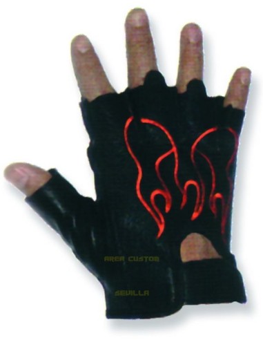 GUANTES CORTOS PIEL LLAMAS NARANJAS GUANTES CORTOS PIEL LLAMAS NARANJAS
