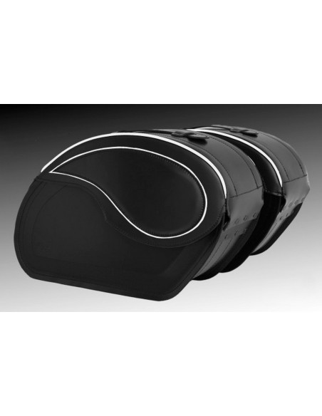 ALFORJAS RIGIDAS PIEL VENDETTA BMW R18 PERFIL BLANCO