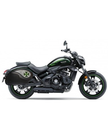 ALFORJAS RIGIDAS PIEL VENDETTA KAWASAKI VULCAN S 650 CRUZ VERDE