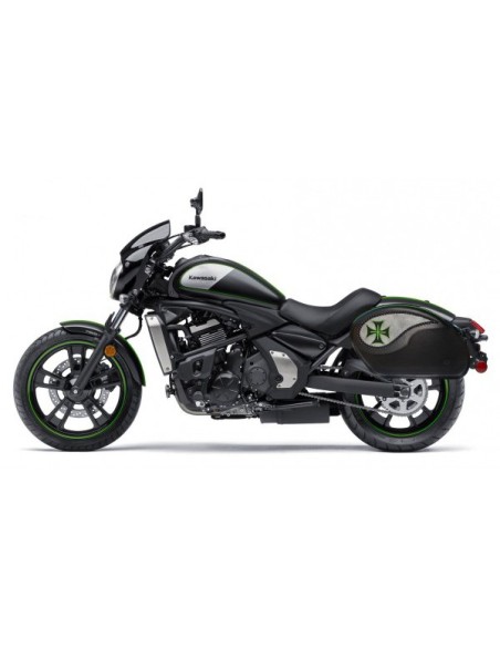 ALFORJAS RIGIDAS PIEL VENDETTA KAWASAKI VULCAN S 650 CRUZ VERDE