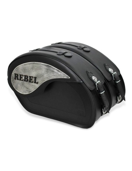 ALFORJAS PIEL RIGIDAS VENDETTA HONDA REBEL LOGO REBEL