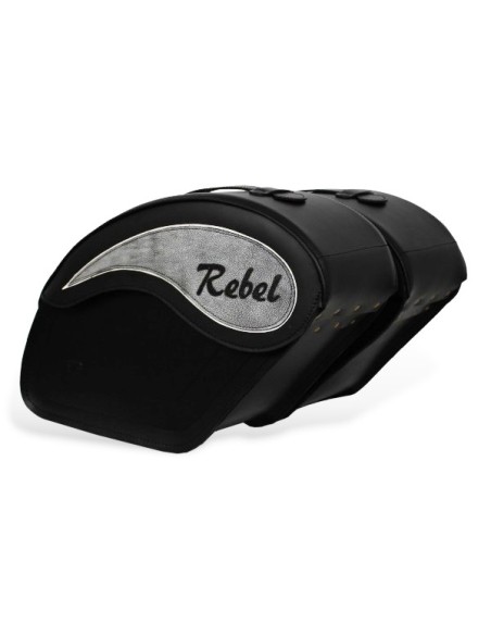 ALFORJAS PIEL RIGIDAS ECLIPSE HONDA REBEL LOGO REBEL