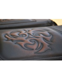 ALFORJAS SUPER-STAR PIEL RIGIDAS TEX TRIBAL FONDO MARRÓN