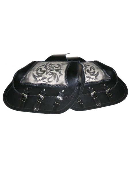 ALFORJAS RIGIDAS PIEL IBER BASICO TRENZADO TRIBAL