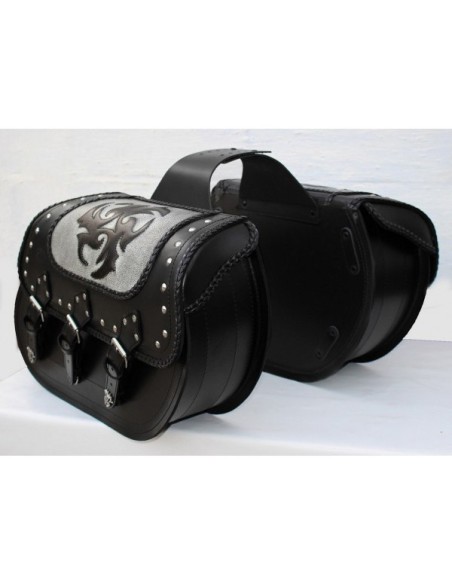 ALFORJAS RIGIDAS PIEL IBER CLASICA TRENZADO TRIBAL