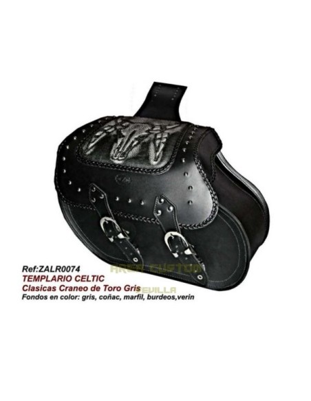 ALFORJAS TEMPLARIO RIGIDAS CELTIC CLASICAS CRANEO TORO FONDO GRI