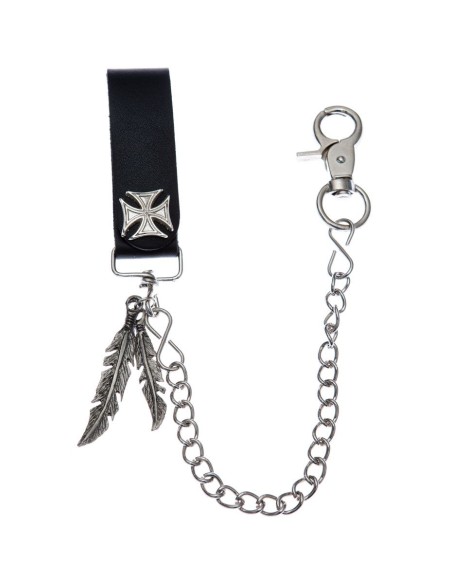 CADENA CINTURON FINA IRON CROSS Y PLUMAS