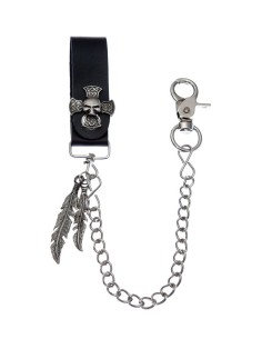 CADENA CINTURON FINA CRUZ CELTA CON CALAVERA Y PLUMAS