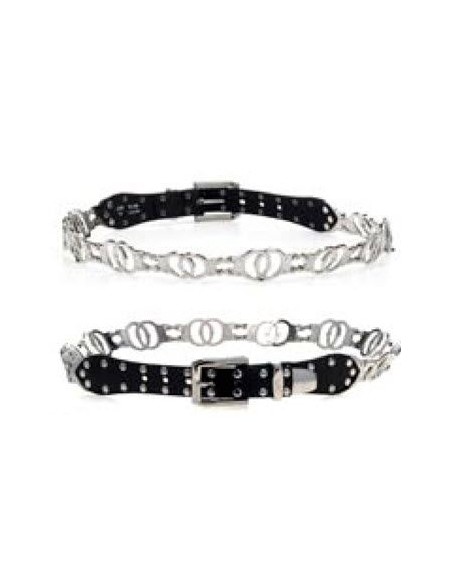 CINTURÓN ESPOSAS METÁLICO Y CUERO